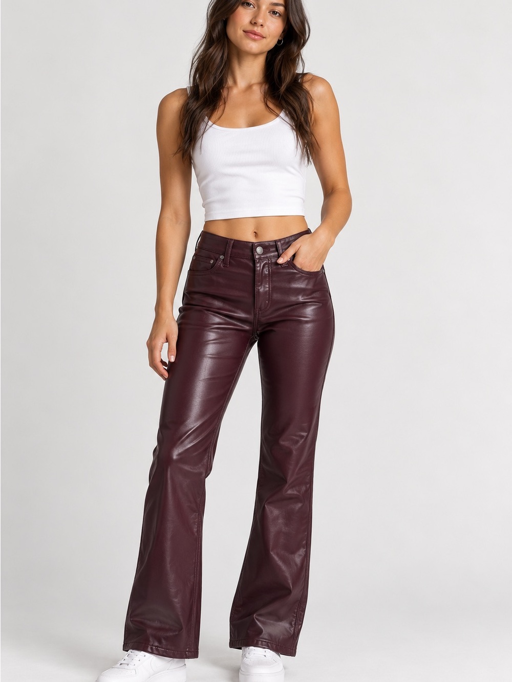 Banana Republic 28/6 Burgundy Faux Leather Low Rise Bootcut Pants